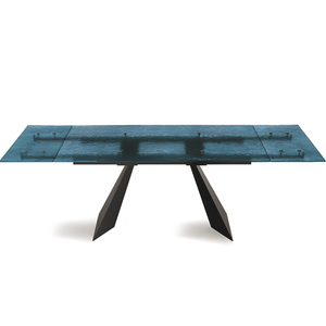 Tavolo da pranzo allungabile 160/240x75h con piano in vetro martellato e base in metallo - Caden