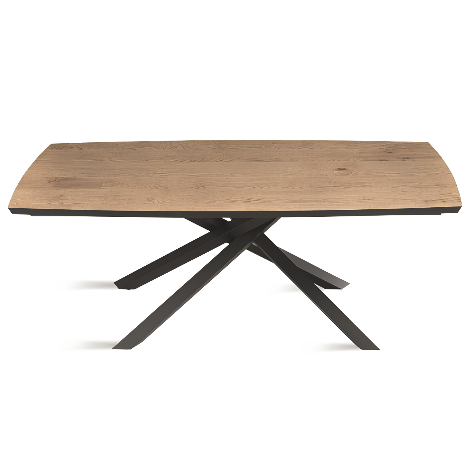 Tavolo da pranzo 160x75h con base in metallo nero e piano in rovere impiallacciato - Floy