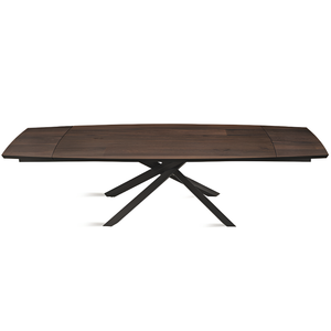 Tavolo da pranzo allungabile con base in metallo nero e piano in rovere impiallacciato - Floy Plus