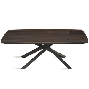 Tavolo da pranzo allungabile con base in metallo nero e piano in rovere impiallacciato - Floy Plus