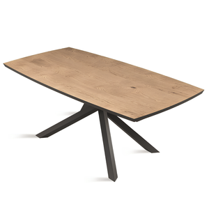 Tavolo da pranzo 160x75h con base in metallo nero e piano in rovere impiallacciato - Floy