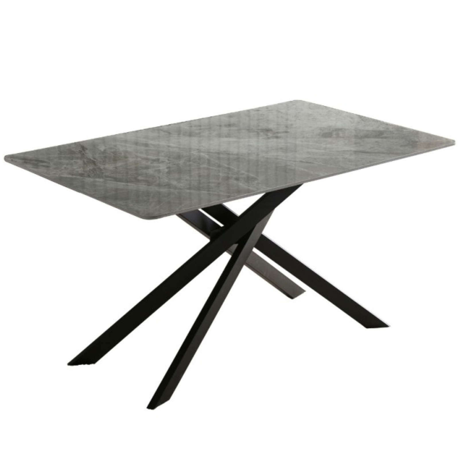 Tavolo da pranzo design moderno piano in ceramica effetto marmo e gambe in metallo - Timo