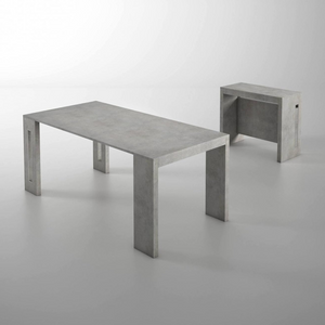 Tavolo consolle 44/186 cm in legno color cemento guide in alluminio - Extè