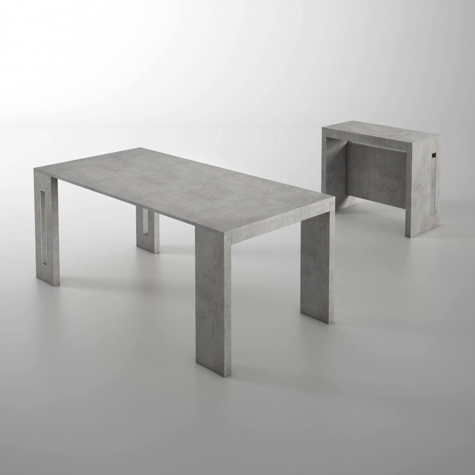 Tavolo 90x44/186 cm consolle allungabile in legno cemento design moderno - Extè Plus