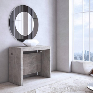 Tavolo 90x44/186 cm consolle allungabile in legno cemento design moderno - Extè Plus