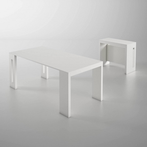 Tavolo consolle 44/186 cm in legno bianco con guide in alluminio - Extè