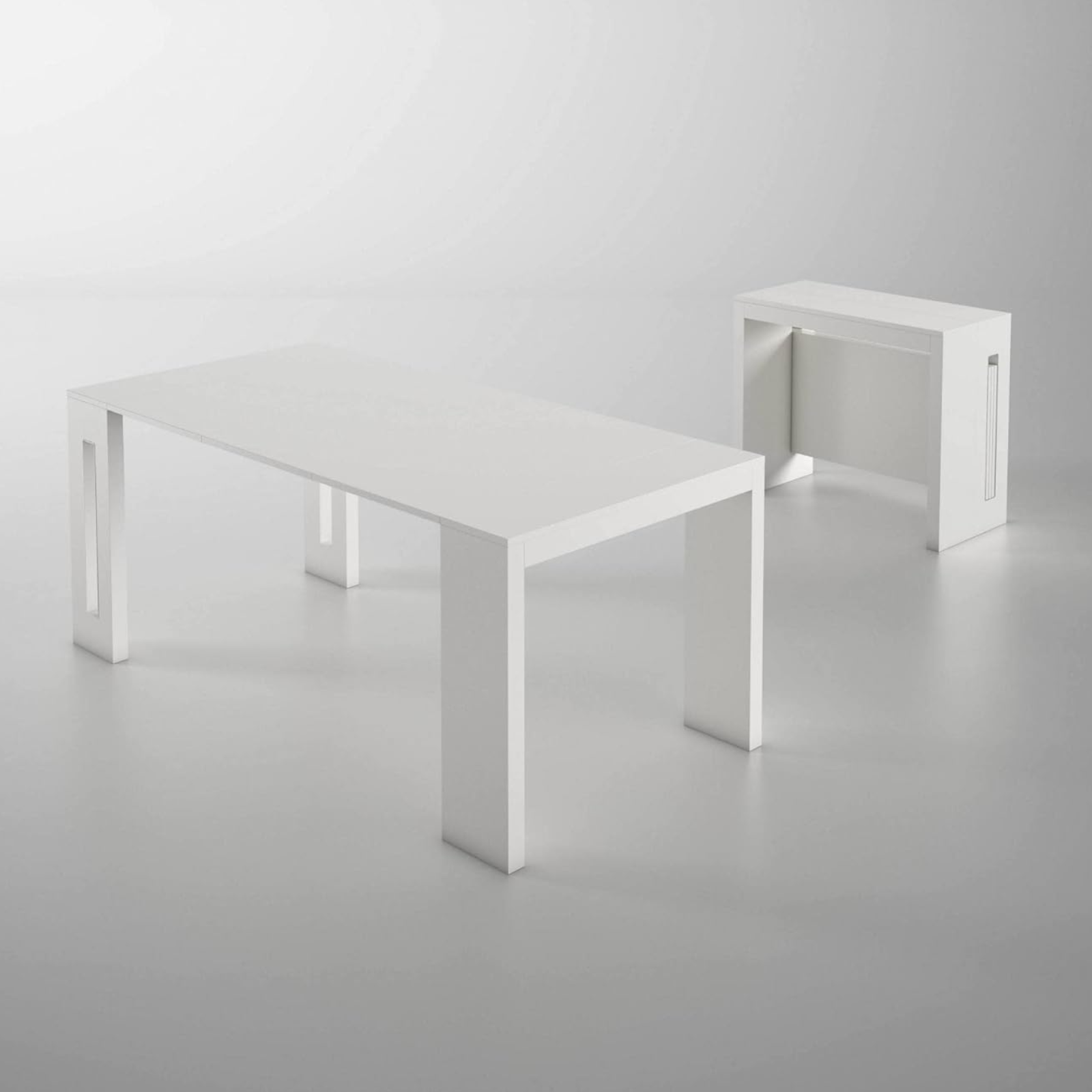Tavolo 90x44/186 cm consolle allungabile in legno bianco design moderno - Extè Plus