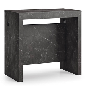Tavolo 90x44/186 cm consolle allungabile in legno effetto marmo nero design moderno - Extè Plus