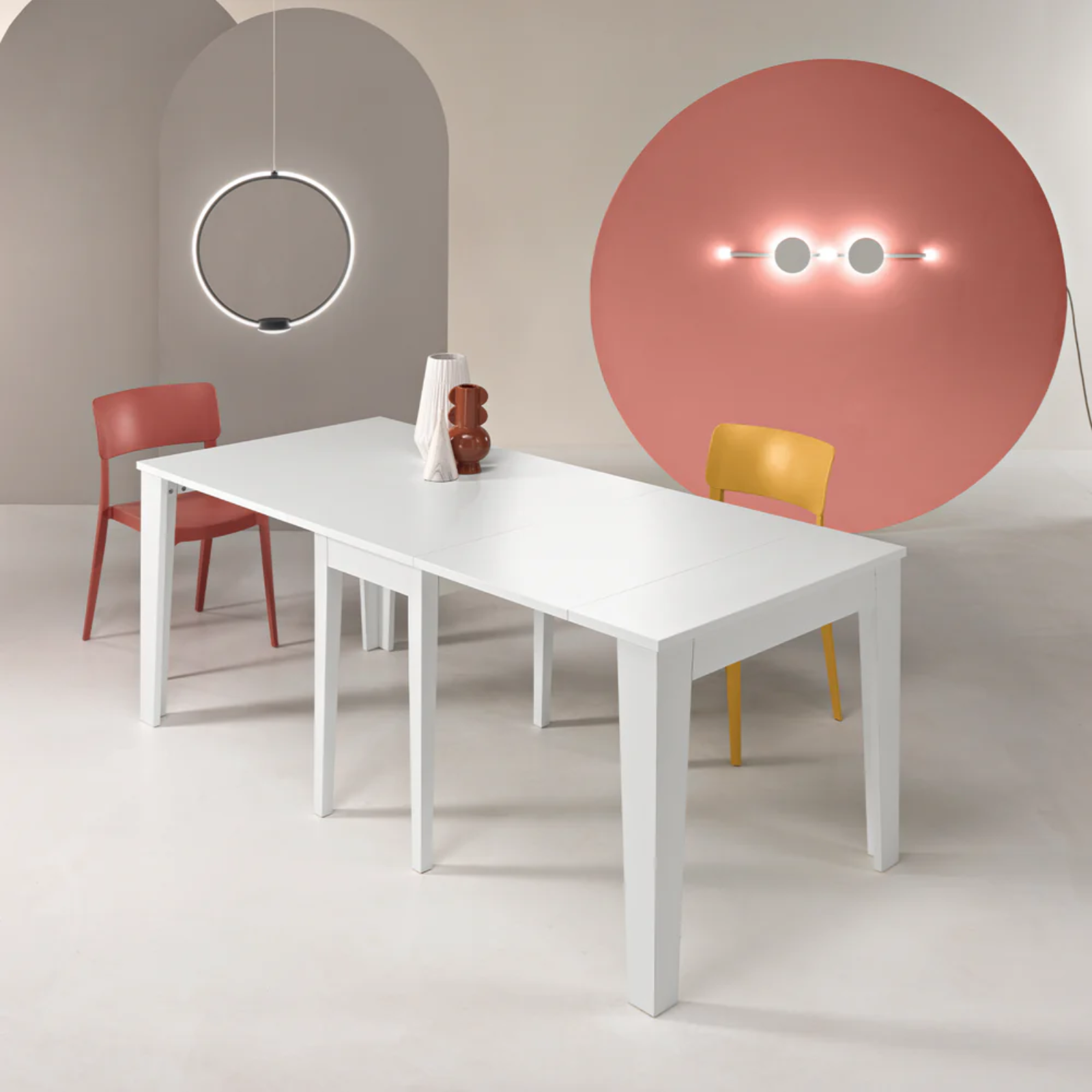 Tavolo consolle allungabile 90/300x76h in legno 12 posti - Nadir