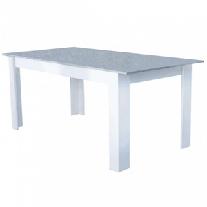 Tavolo da pranzo allungabile 160/200x90 in legno bianco e cemento design moderno - Gemma