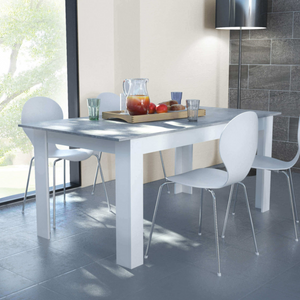 Tavolo da pranzo allungabile 160/200x90 in legno bianco e cemento design moderno - Gemma
