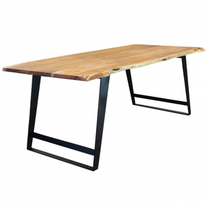 Tavolo da pranzo 200x100 design moderno in legno di Acacia e base in metallo - Carlos