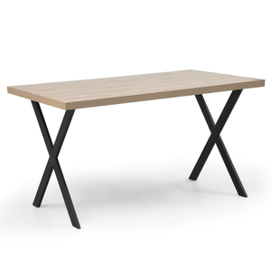 Tavolo da pranzo rettangolare gambe in metallo e piano in legno color rovere - Noto