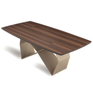 Tavolo da pranzo 200x75h piano in rovere impiallacciato e base in metallo color perla - Arcad