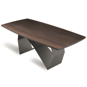Tavolo da pranzo 200x75h piano in rovere impiallacciato e base in metallo color nero - Arcad