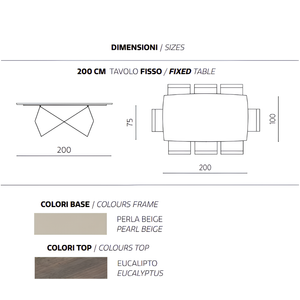 Tavolo da pranzo 200x75h piano in rovere impiallacciato e base in metallo color perla - Arcad
