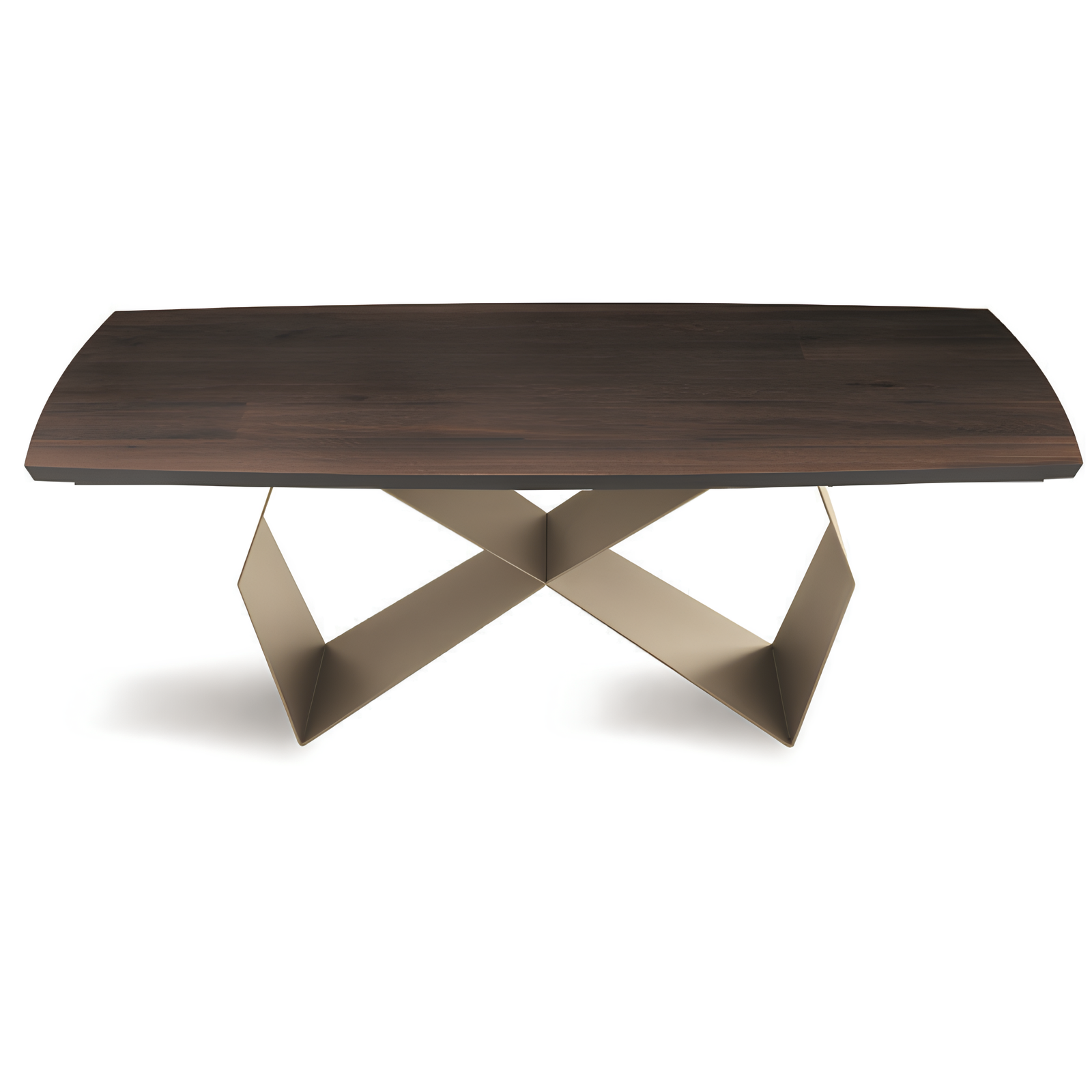 Tavolo da pranzo 200x75h piano in rovere impiallacciato e base in metallo color beige - Arcad