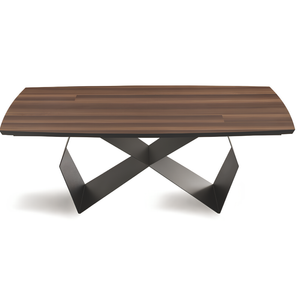 Tavolo da pranzo 200x75h piano in rovere impiallacciato e base in metallo color perla - Arcad