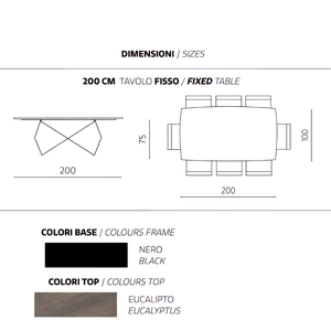 Tavolo da pranzo 200x75h piano in rovere impiallacciato e base in metallo color perla - Arcad