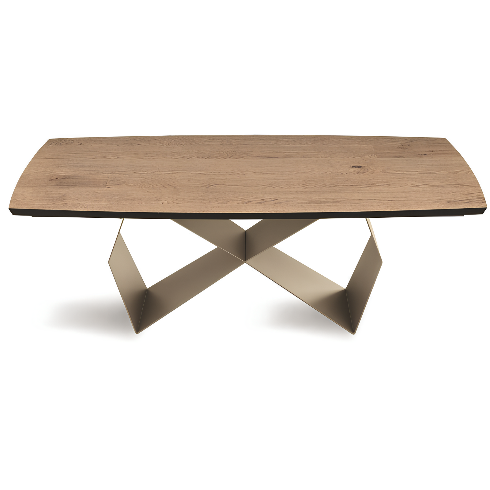 Tavolo da pranzo 200x75h piano in rovere impiallacciato e base in metallo color beige - Arcad