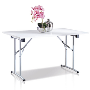 Tavolo pieghevole in legno mulituso in legno bianco e gambe in metallo - Flex