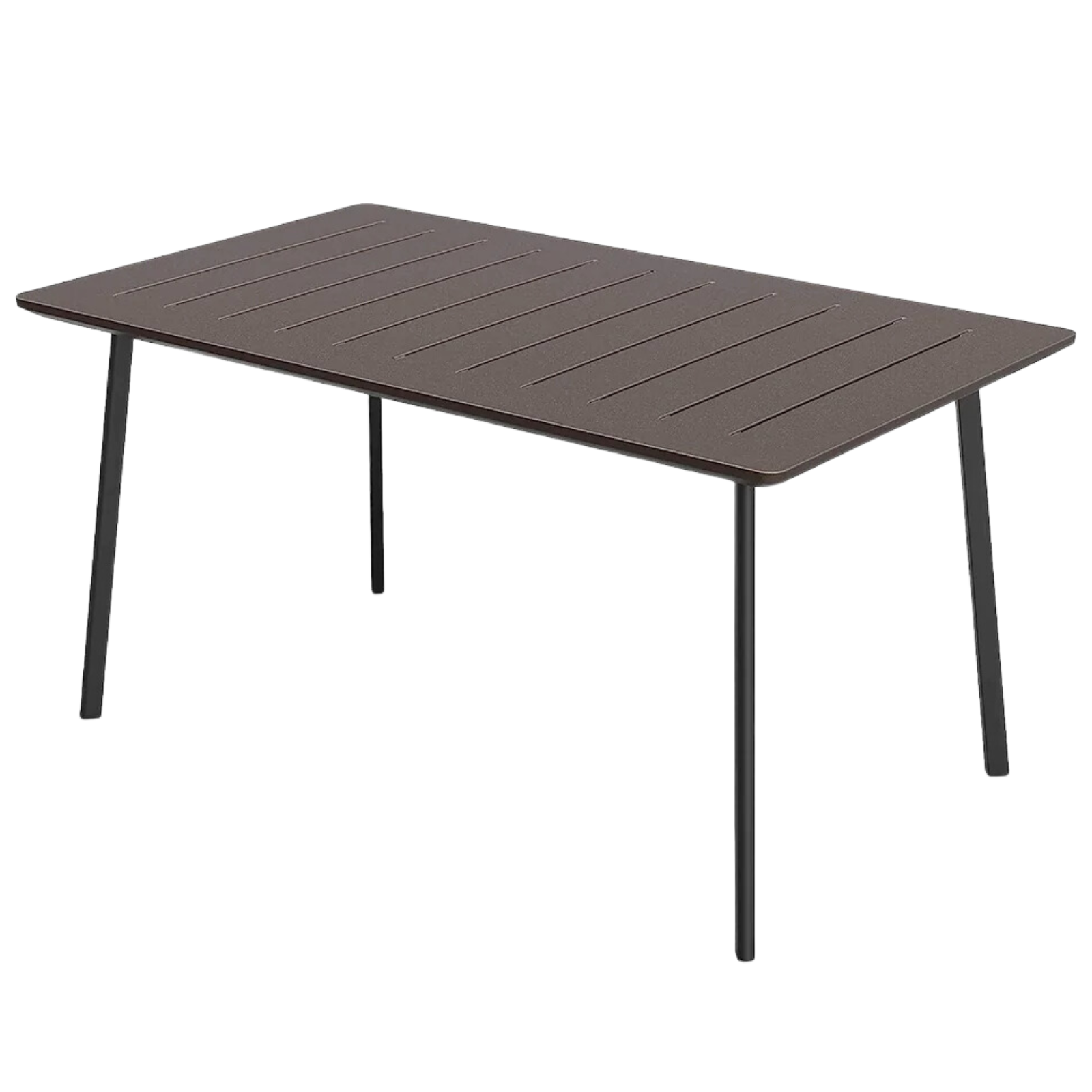 Tavolo rettangolare "Iron" in resina antiurto con piano a doghe design moderno per esterno o interno