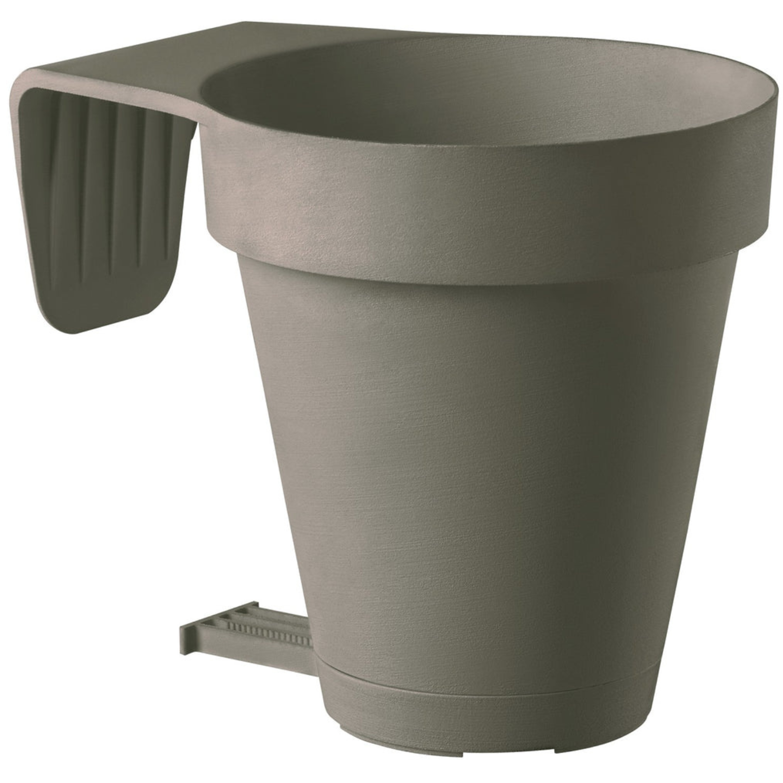 Vaso balconiera in resina "Smart" con distanziale e sottovaso per muretto,balcone o ringhiera