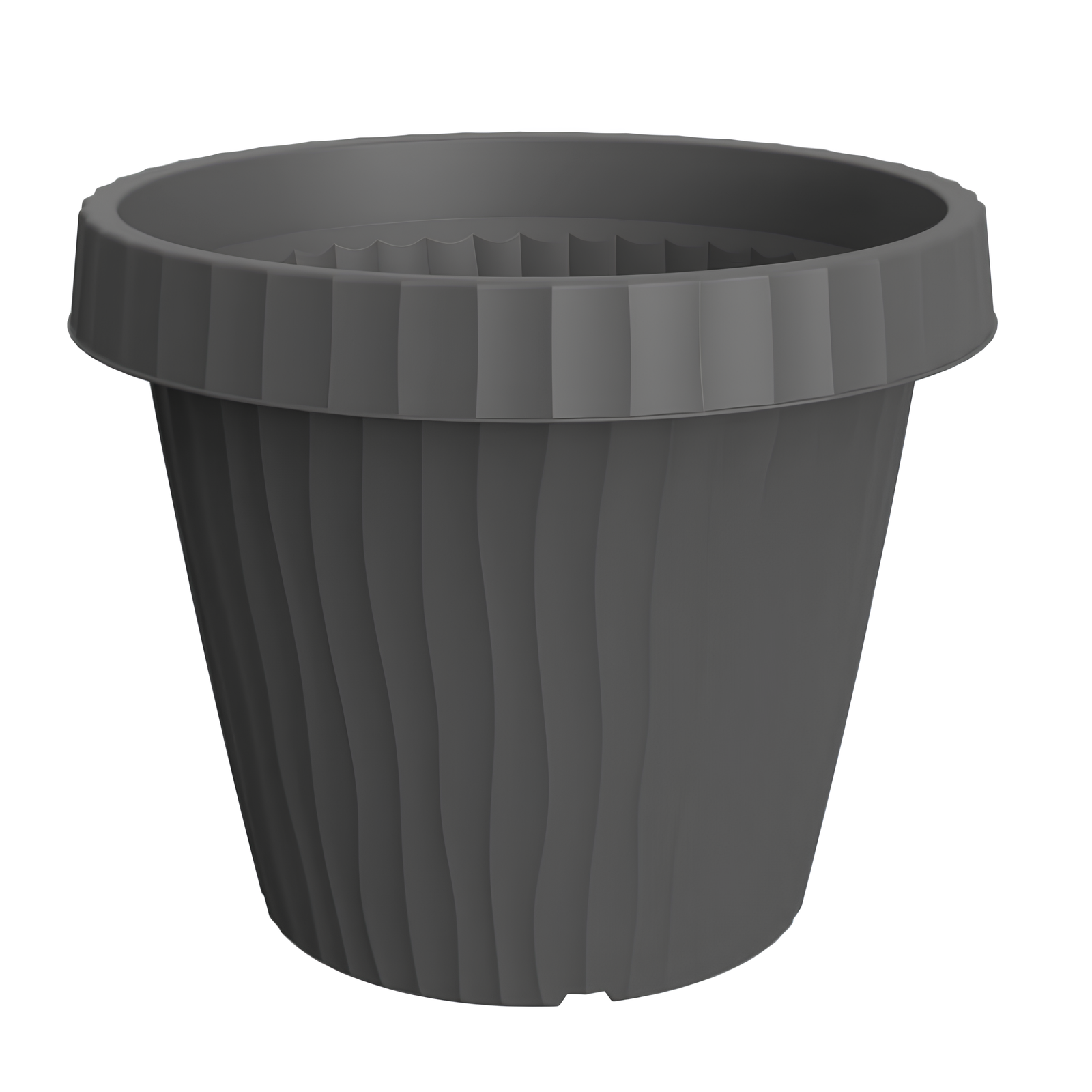 Vaso rotondo basso da interno o esterno in resina colore Graphite - Onda 30