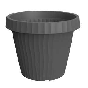 Vaso rotondo basso da interno o esterno in resina colore Graphite - Onda 30