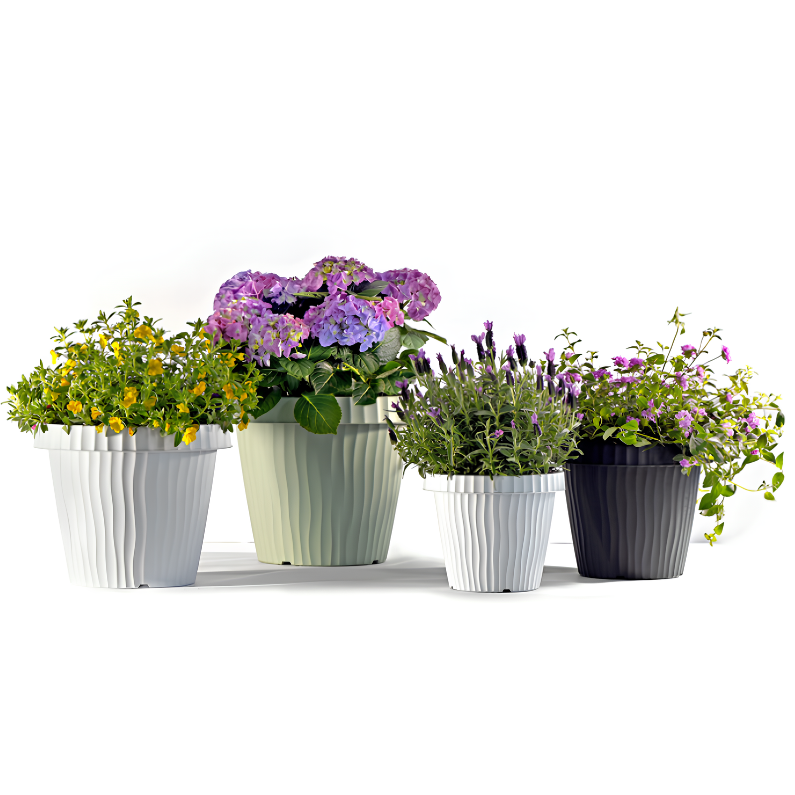 Vaso rotondo basso da interno o esterno in resina colore Graphite - Onda 30