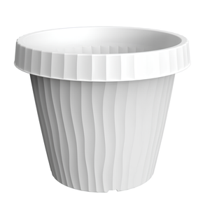 Vaso rotondo basso da interno o esterno in resina colore Bianco - Onda 30