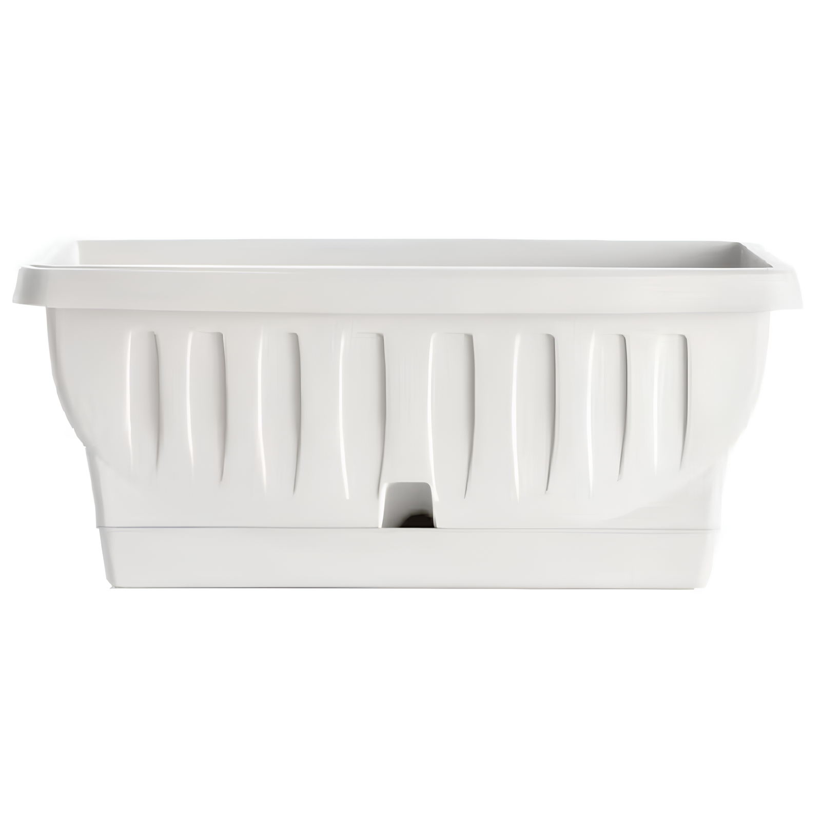 Fioriera da esterno o interno rettangolare in resina Bianco con sottovaso a riserva d'acqua - Natur