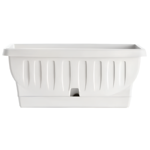 Fioriera da esterno o interno rettangolare in resina Bianco con sottovaso a riserva d'acqua - Natur
