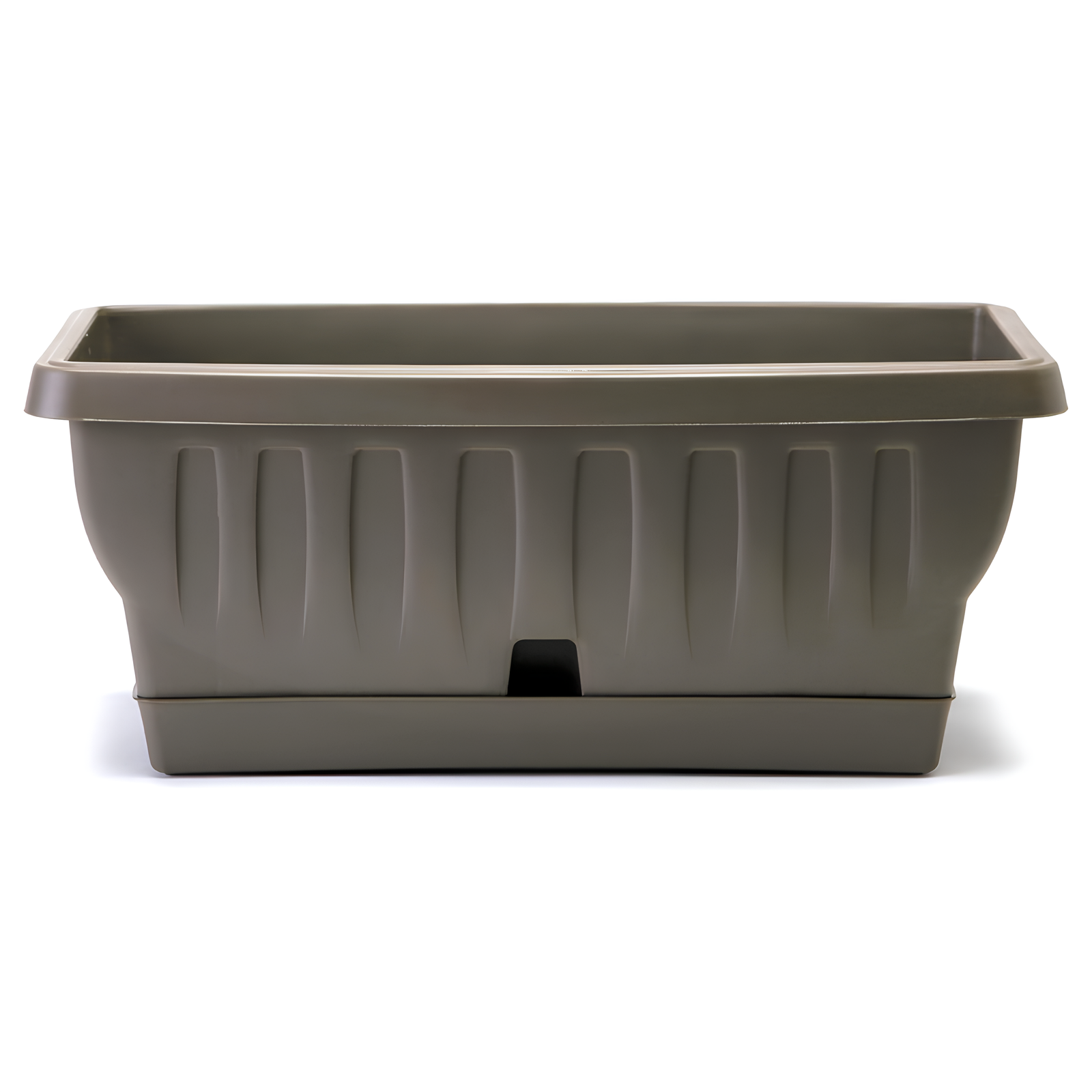 Fioriera da esterno o interno rettangolare in resina Cappuccino con sottovaso a riserva d'acqua - Natur