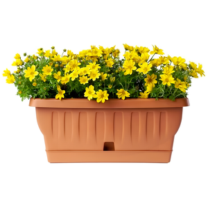 Fioriera da esterno o interno rettangolare in resina Terracotta con sottovaso a riserva d'acqua - Natur