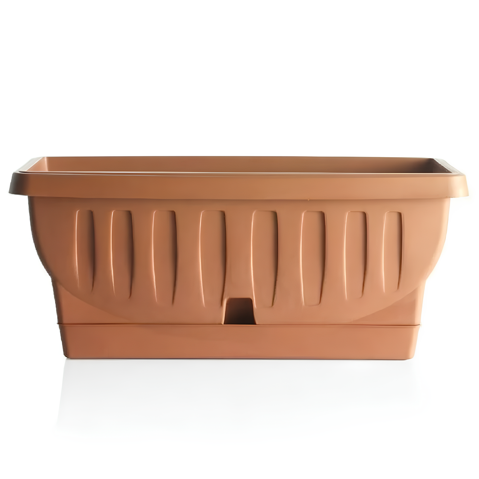 Fioriera da esterno o interno rettangolare in resina Terracotta con sottovaso a riserva d'acqua - Natur