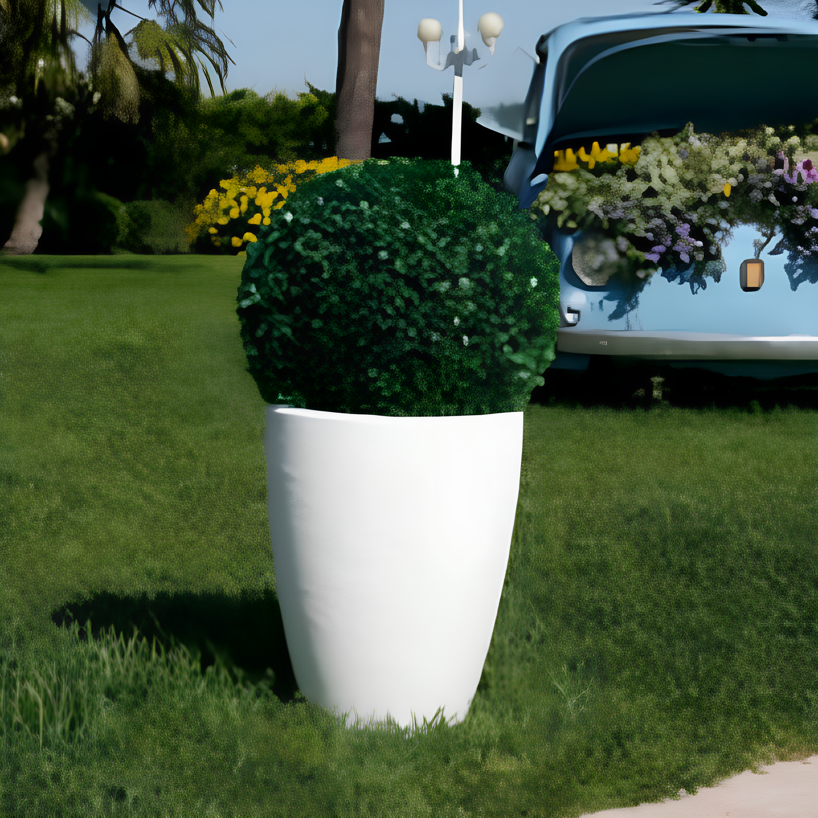 Vaso da esterno o interno Bianco rotondo in resina ø 30x38h - Adon