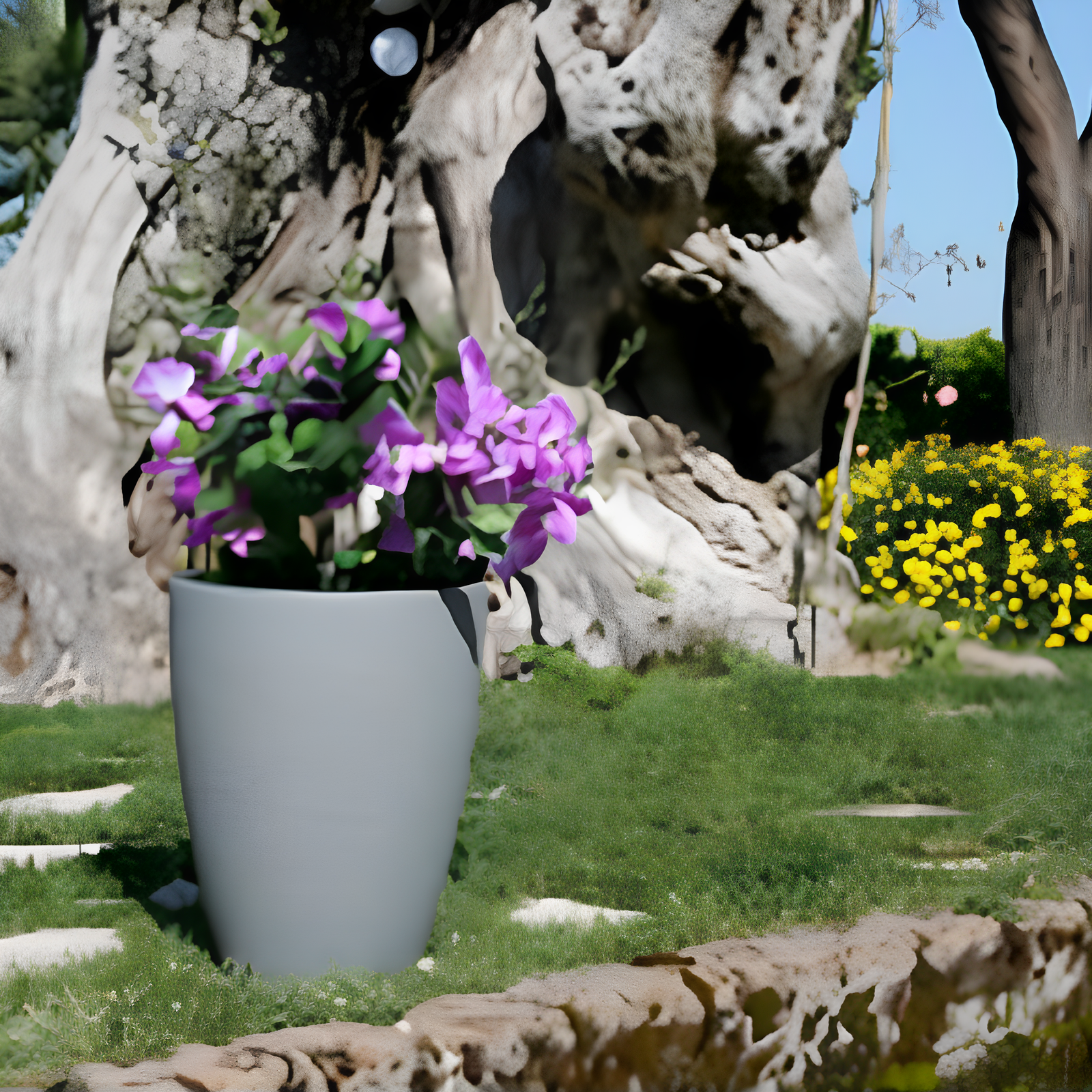 Vaso da esterno o interno cemento rotondo in resina ø 30x38h - Adon