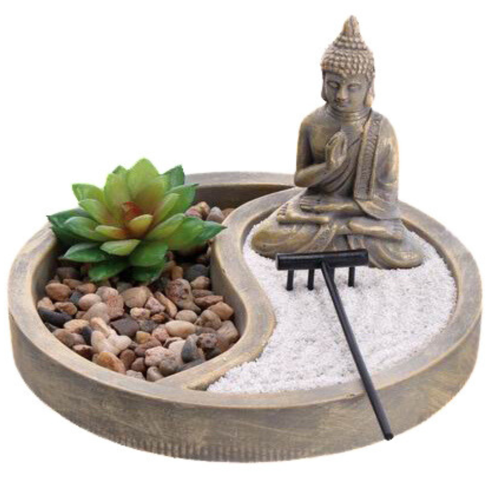 Giardino zen da tavolo o scrivania "Buddha" decorazioni per interno in poliresina