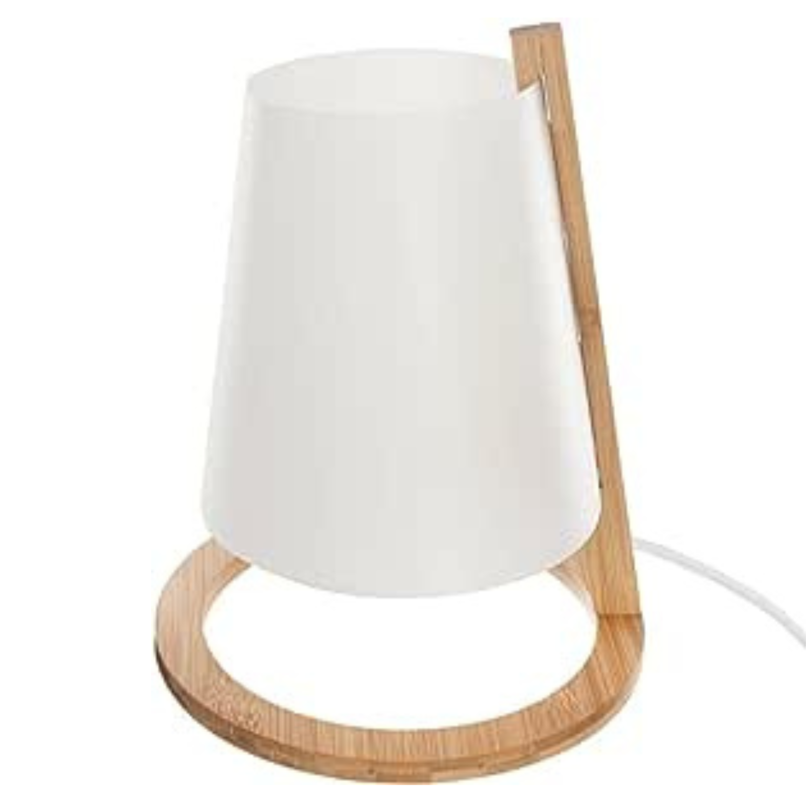 Lampada da tavolo o scrivania design moderno "Giulia" bianca struttura in bambù e paralume in plastica