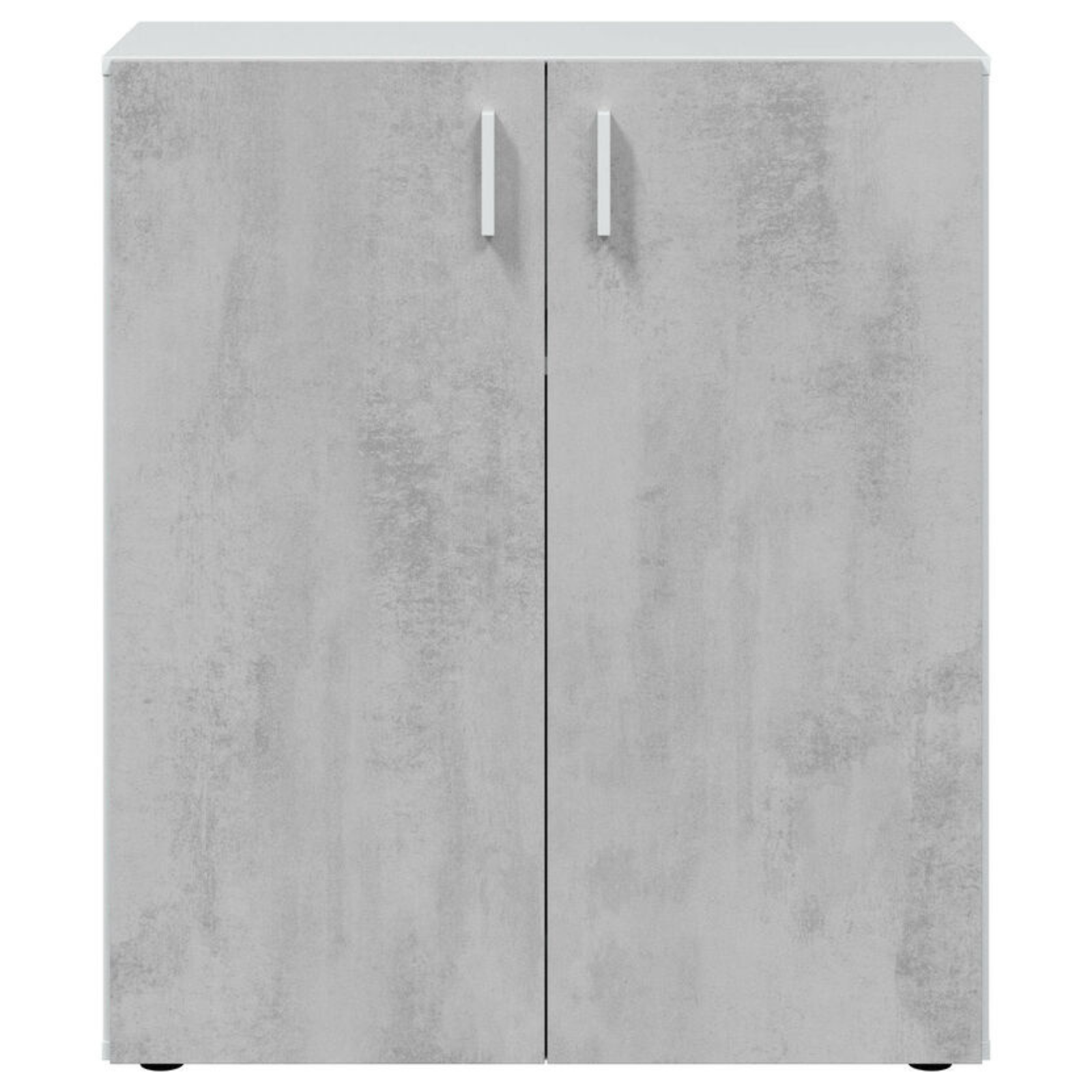 Armadio basso in legno "Mina" cemento multiuso con 2 ante e un ripiano regolabile 80x37x92h