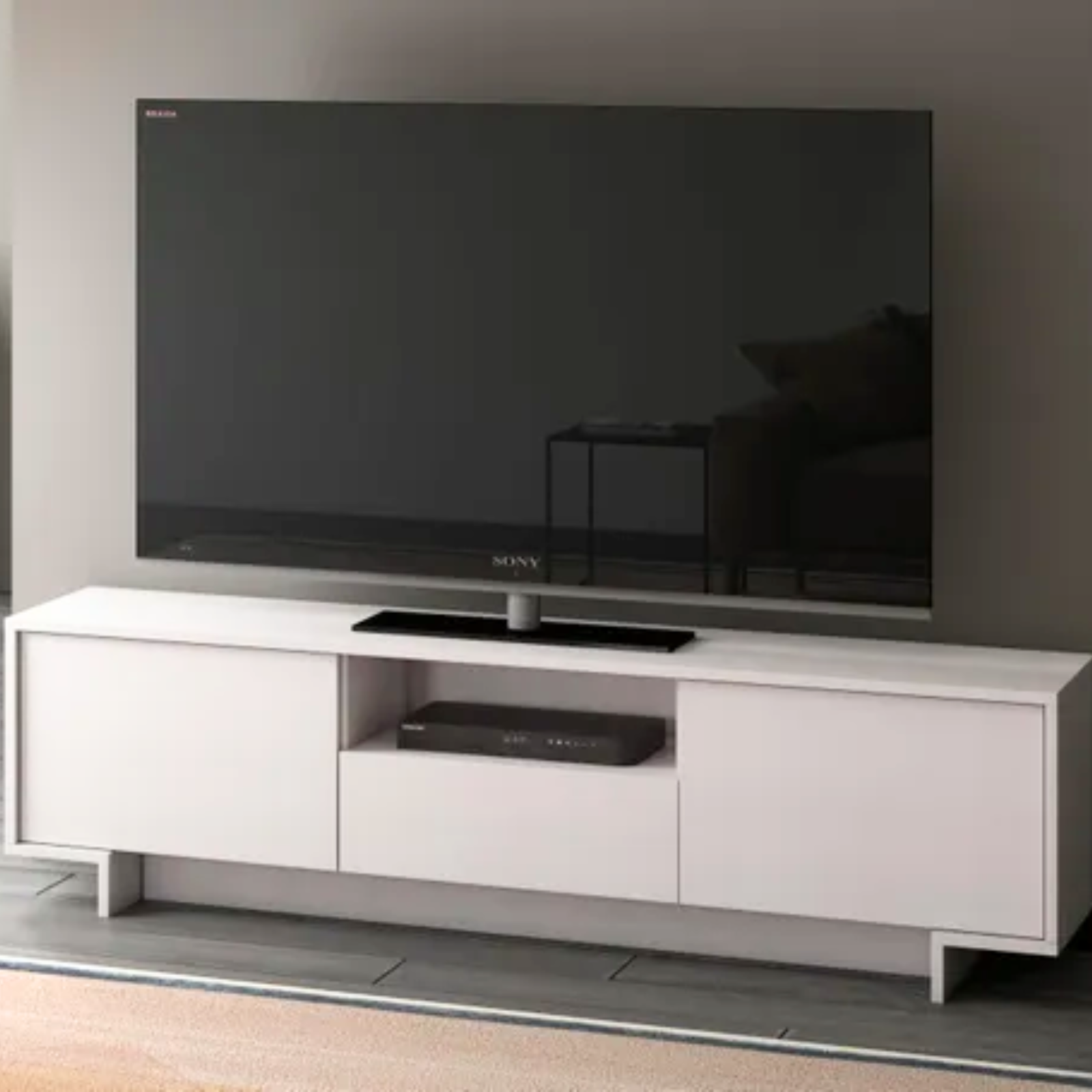 Mobile Porta Tv design moderno struttura bianco 2 ante e 1 cassetto - Zoom
