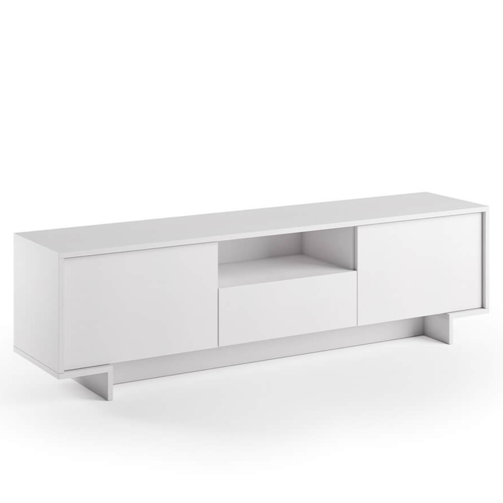 Mobile Porta Tv design moderno struttura bianco 2 ante e 1 cassetto - Zoom