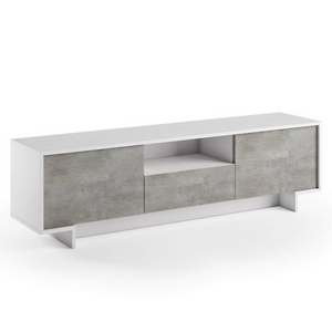 Mobile Porta Tv design moderno struttura bianco 2 ante e 1 cassetto cemento - Zoom