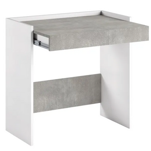 Scrivania in legno con cassetto scorrevole e ripiano cemento e bianco - Desk