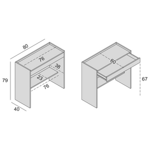 Scrivania in legno con cassetto scorrevole e ripiano cemento e bianco - Desk