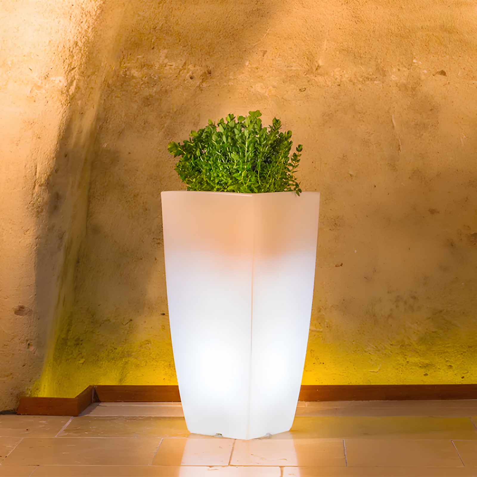 Vaso alto luminoso da interno o esterno in resina bianco 40x80 - Home