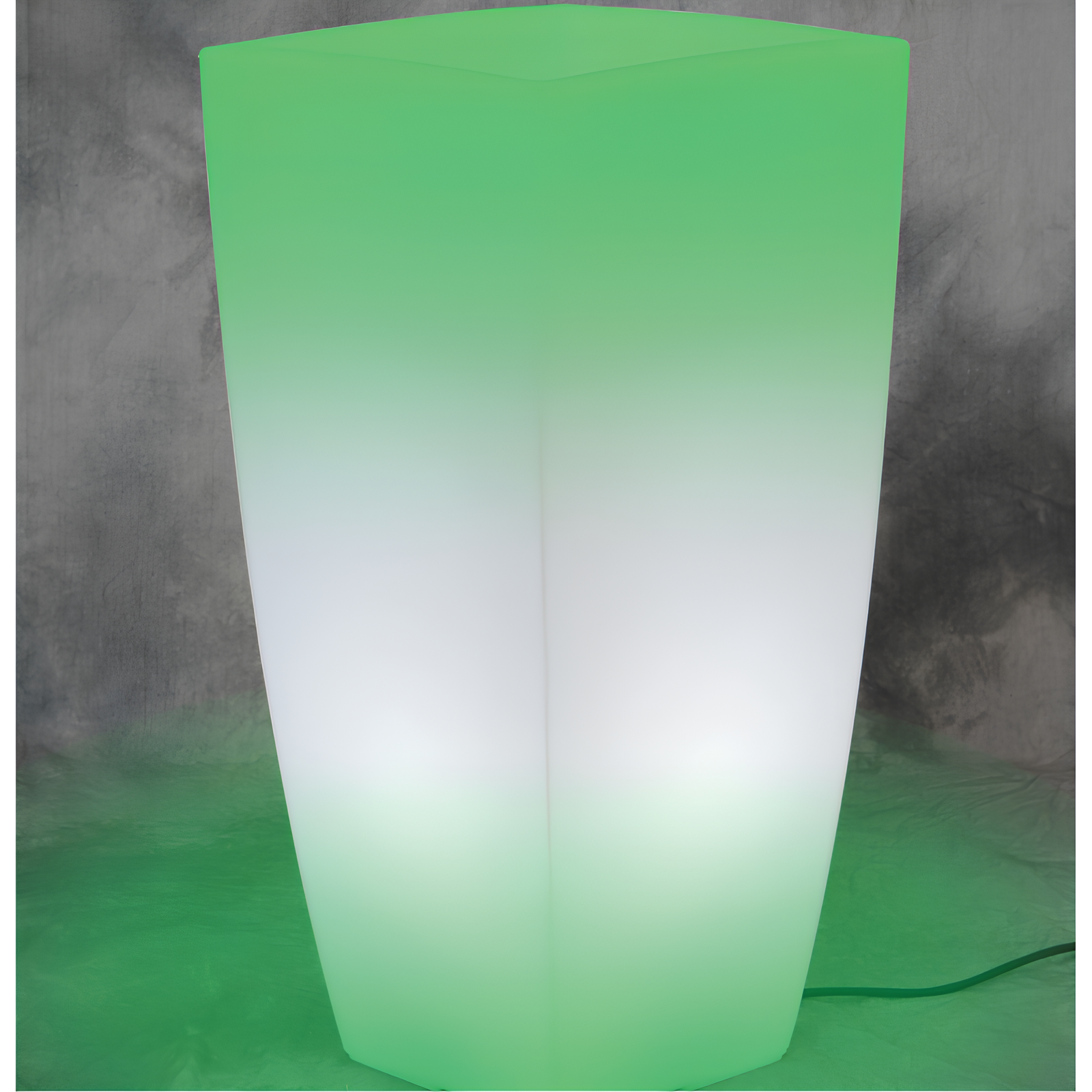 Vaso alto luminoso da interno o esterno in resina luce verde 33x70 - Home