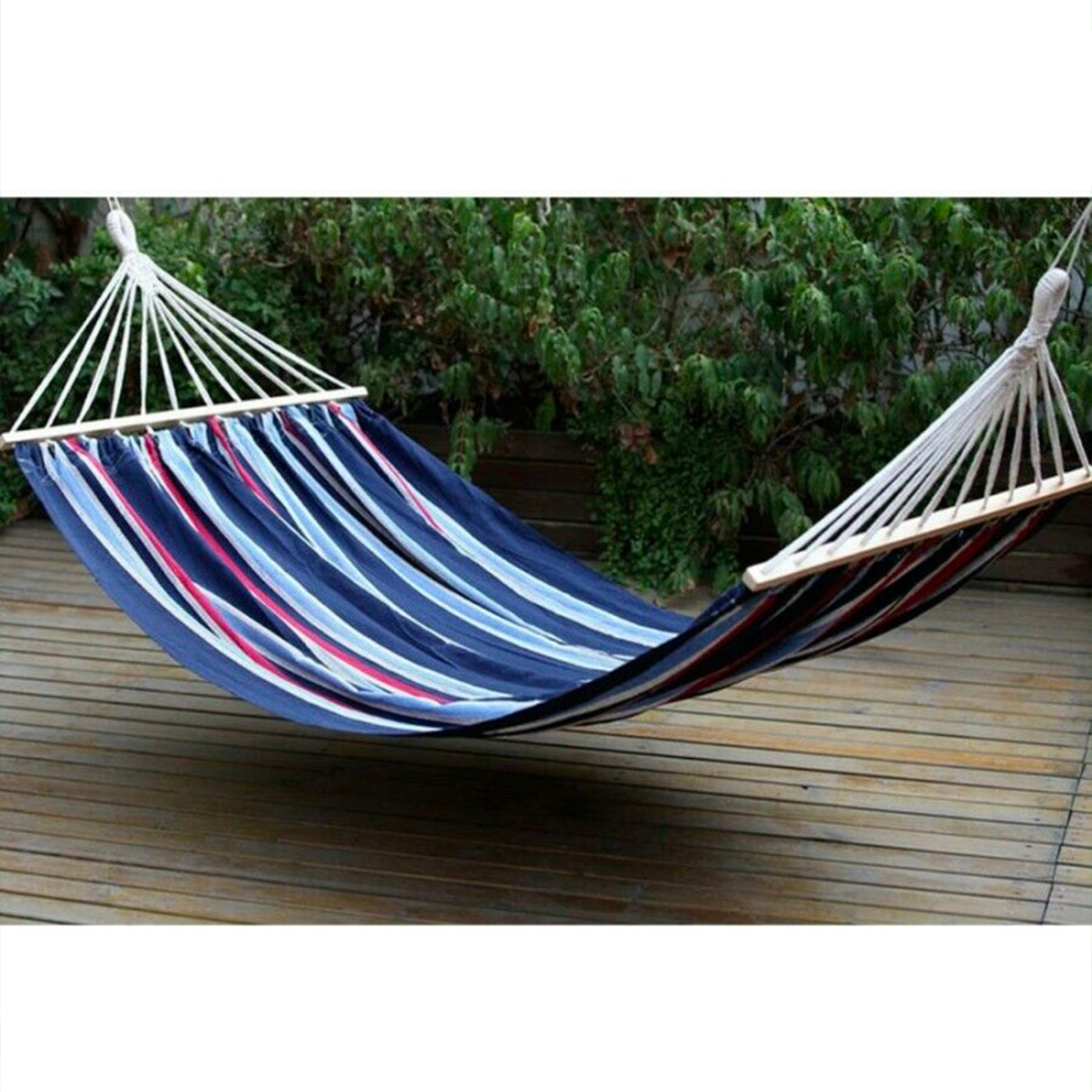 Amaca da giardino "Brasi" singola con telo in cotone 280gr/mq con doppia traversa in legno