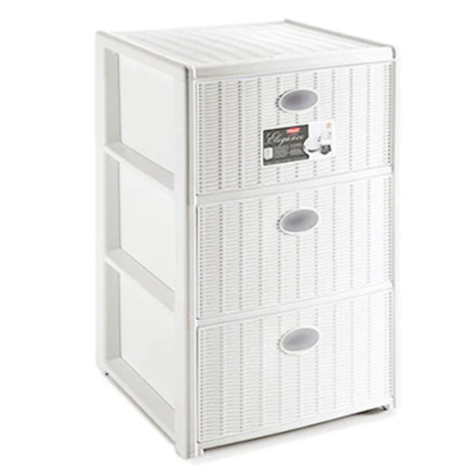 Cassettiera con 3 cassetti in plastica "Elegance Plus" finitura midollino salvaspazio per casa o ufficio